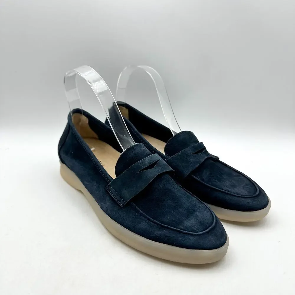 Vaneli Womens Undine Penny Loafers Size 7.5 Navy Blue Suede NWOB